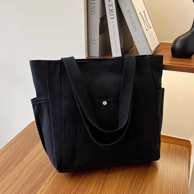 Wholesale Cheap Reusable Shopping Bags Plain White Blank Cotton Canvas Tote Bag with cup holder