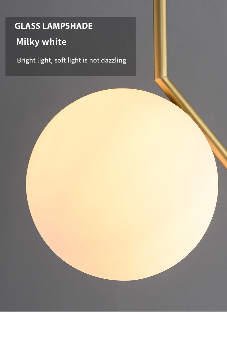 Nordic copper restaurant bar desk lamp simple creative and individual bedroom bedside lamp single head glass ball pendant light