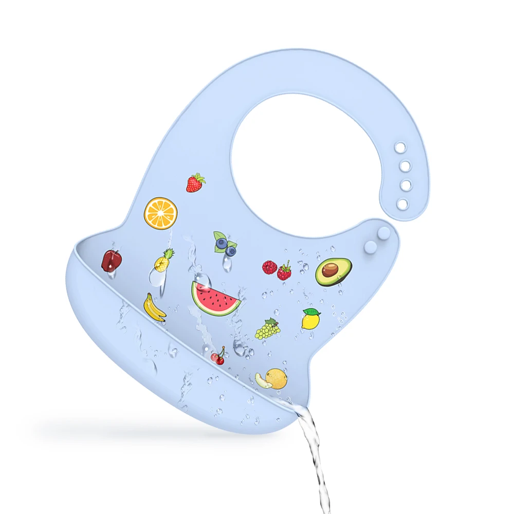 
Eco-friendly custom bpa free easy clean waterproof silicone patterned baby bibs 