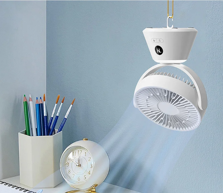 Factory Outdoor New rotate desktop fan USB charging digital display hanging ceiling fan ultra long endurance with night light