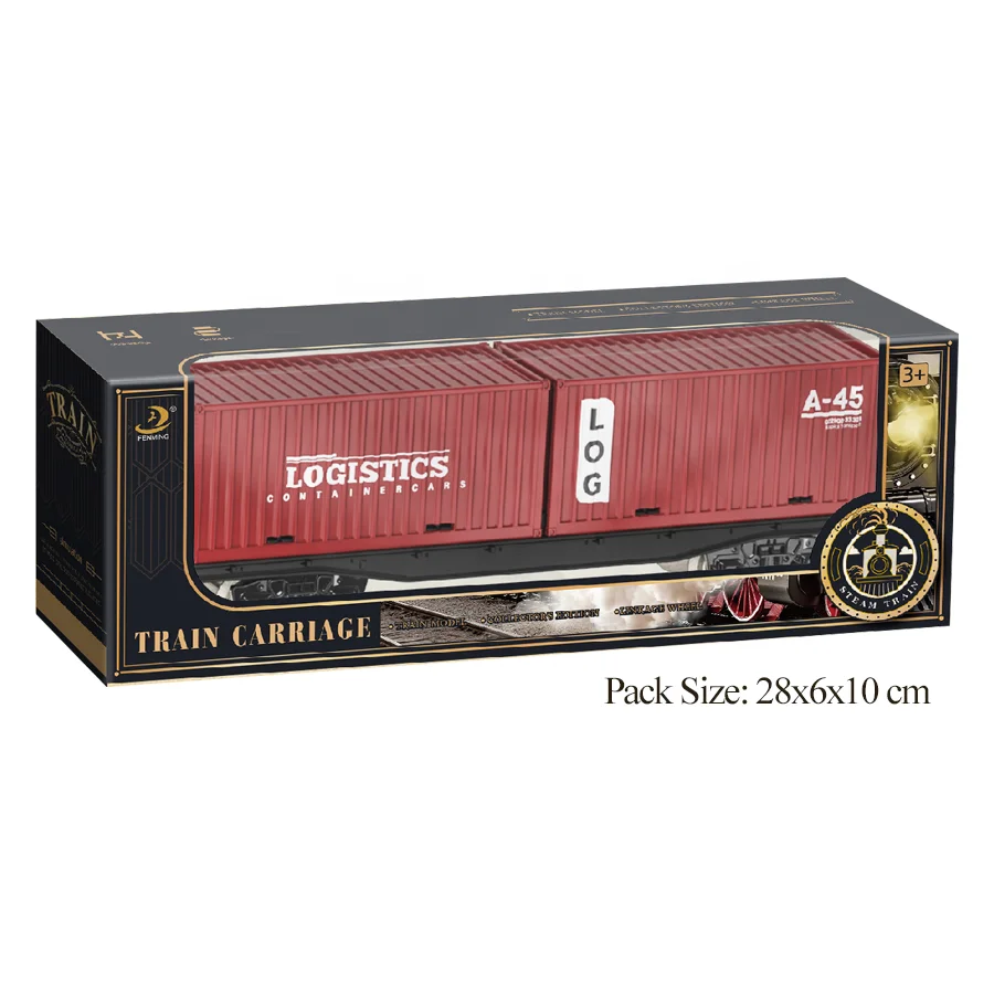 New Railway Toy Set Steam Locomotive Train Flatbed Transporter Container Shipping Train Toy Light Sound Kid Toys