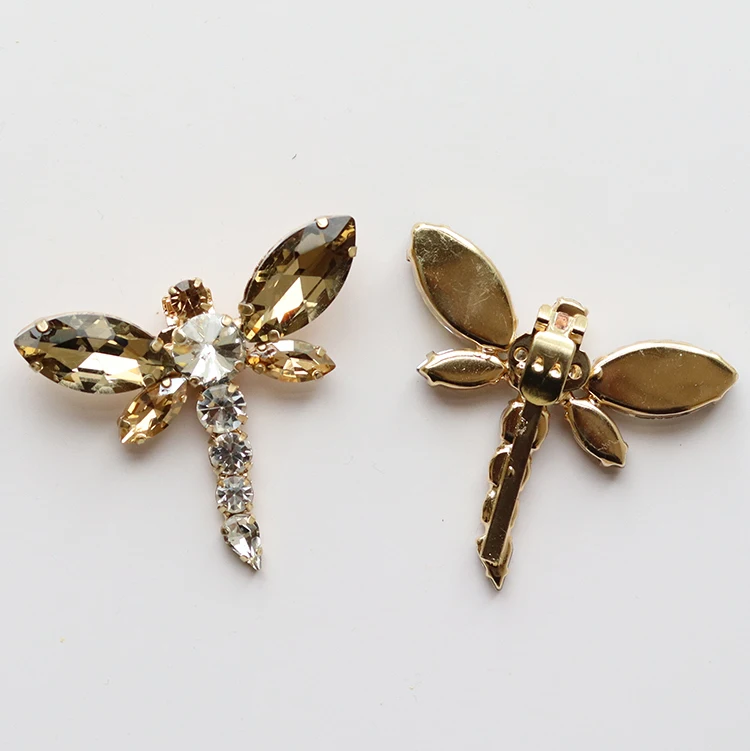 whole sale dragon fly glass rhinestones shoe jewelry decorative accessories charms shoe accessories for wedding