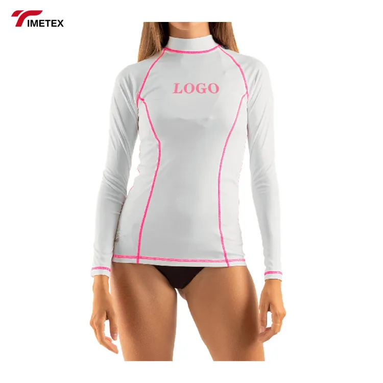 Womens Upf50+ Long Sleeve Custom Surf Rashguard Swimming Rash Guard