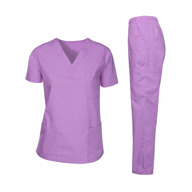 New Style Nurse Scrub Uniforms Designs Scrub Suits For Women Fashionable scrubsuit V Neck Twill Cotton Stretchable