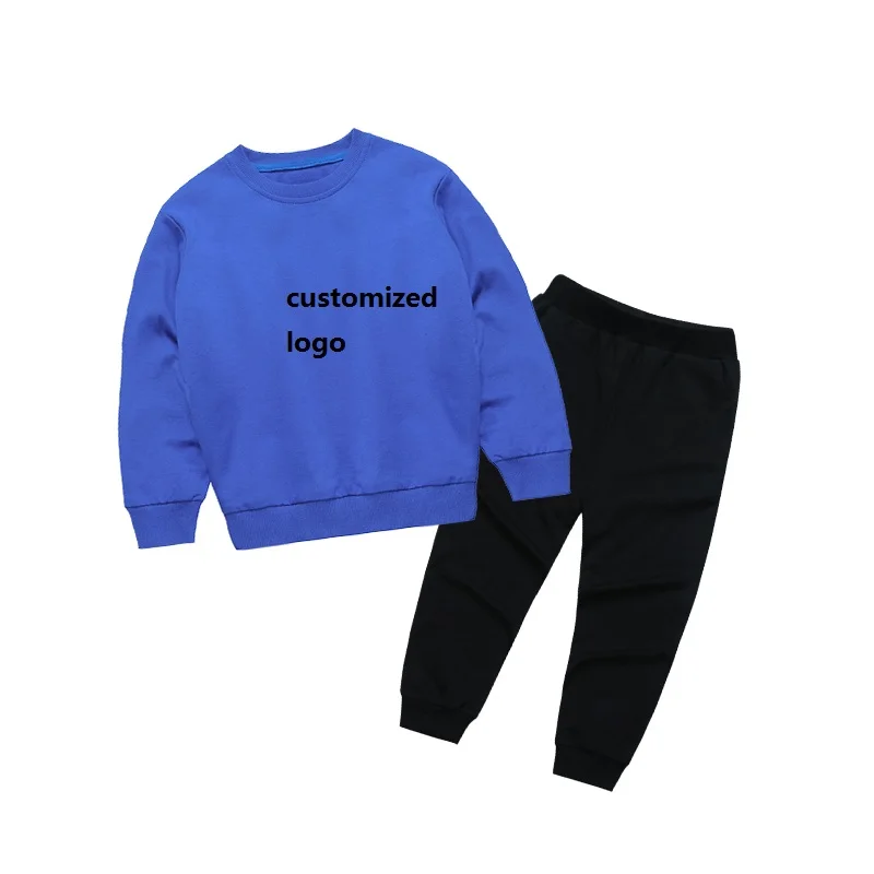Top quality Customized Wholesale two piece random colors colour blocking casual style 2021 boys & girls clothing sets