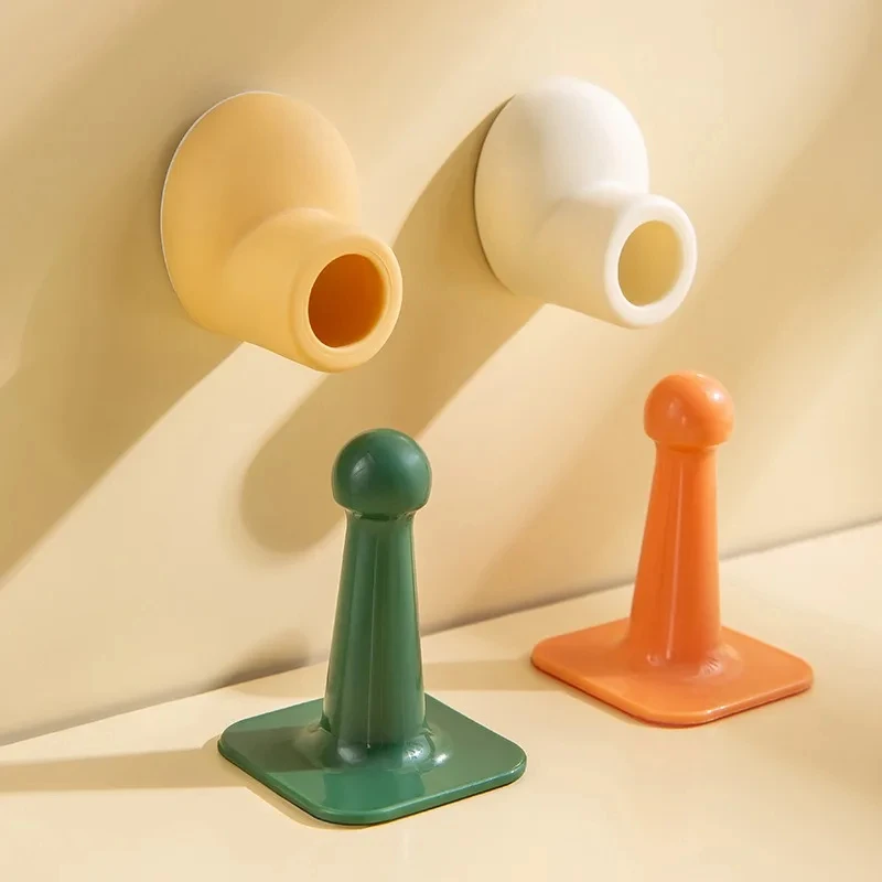 Creative Home Round Head Shoe Door Suction Household Silicone Anti-collision Door Device Free Drilling Bathroom Silent Wall