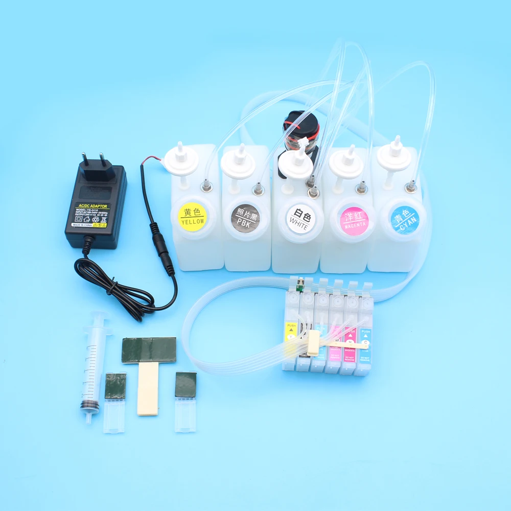 Система непрерывной подачи чернил DTF СНПЧ для Epson 1390 1400 1500W 1410 1430 резервуар белых с мешалкой