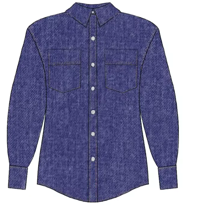 High Quality Hot Sale Customized Color Luxury Design Cowboy Shirt Women Blouses and Shirts for Women