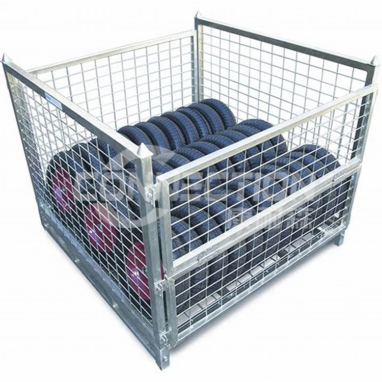 
heavy duty stackable and foldable galvanized steel pallet box cage 