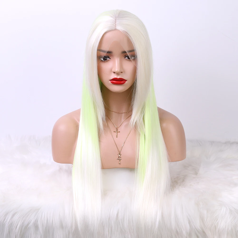 Белый Омбре зеленый красочный кружевной фронтальный Изумрудный парик оптовая продажа длинный синтетический кружевной фронтальный парик от производителя