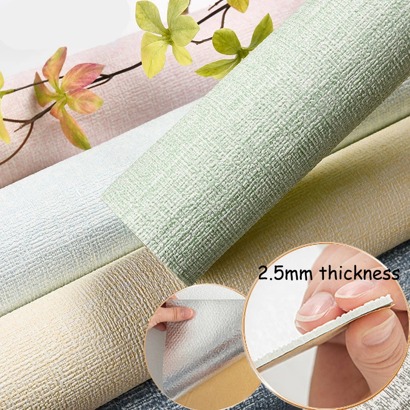 wholesale 3d self adhesive flax wallpaper rolls linen foam wall sticker rolls