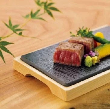 Japanese food stone pattern plate for restaurants and hotel looking for distributor wooden square plate