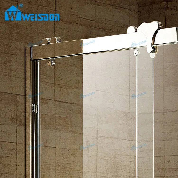 Factory Direct Stainless Steel Framed Corner Double Sliding Tempered Glass Bathroom Shower Door