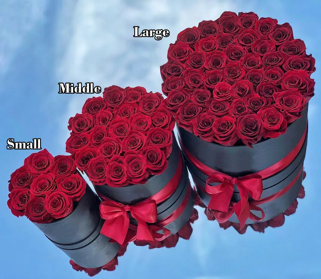 Preserved Flowers Valentines Day Gift Immortal Infinity Forever Eternal Stabilized Roses in Round Box for Home