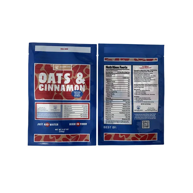 Custom Small Mylar 3-Sided Seal Pet Food Packaging Bag For Oat Cinnamon Dry Fruit Food Sachet Packaging With Transparent Window