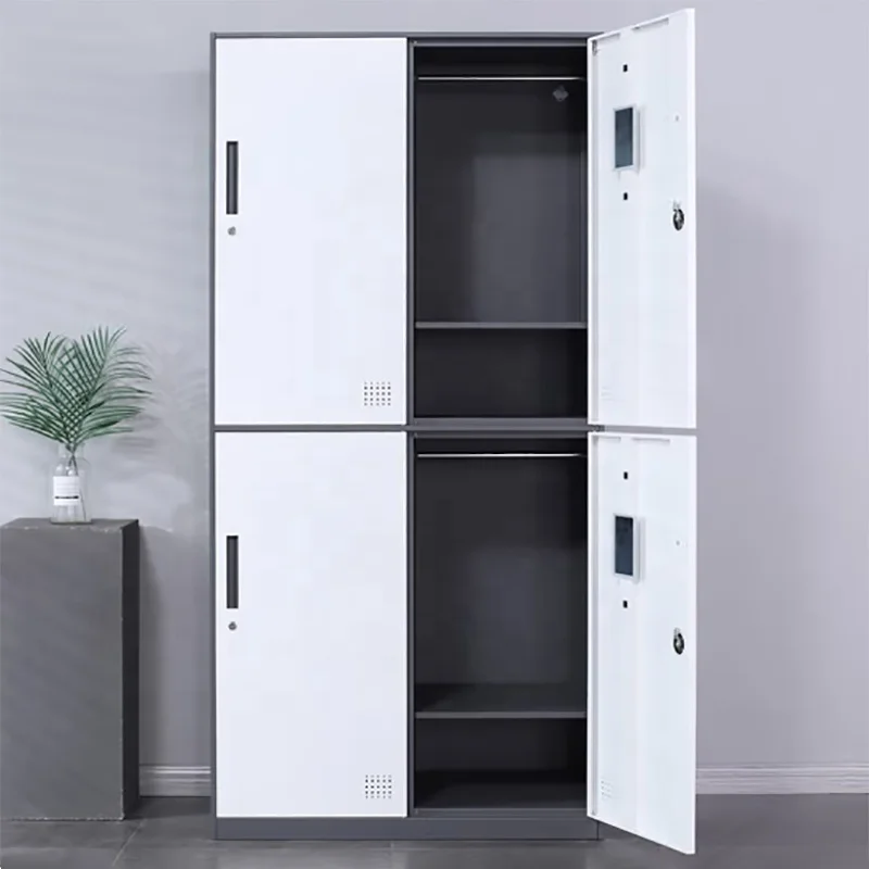 Clothes Cabinet Armoire High Quality 4 Door Steel Wardrobe Design Metal Steel Home Furniture Bedroom Furniture Gray Modern 0.6mm