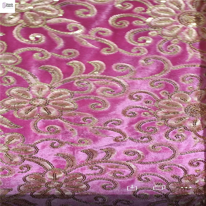 wholesale  High quality hot selling velvet embroidery fabric  sequin   stock  fabric for dress