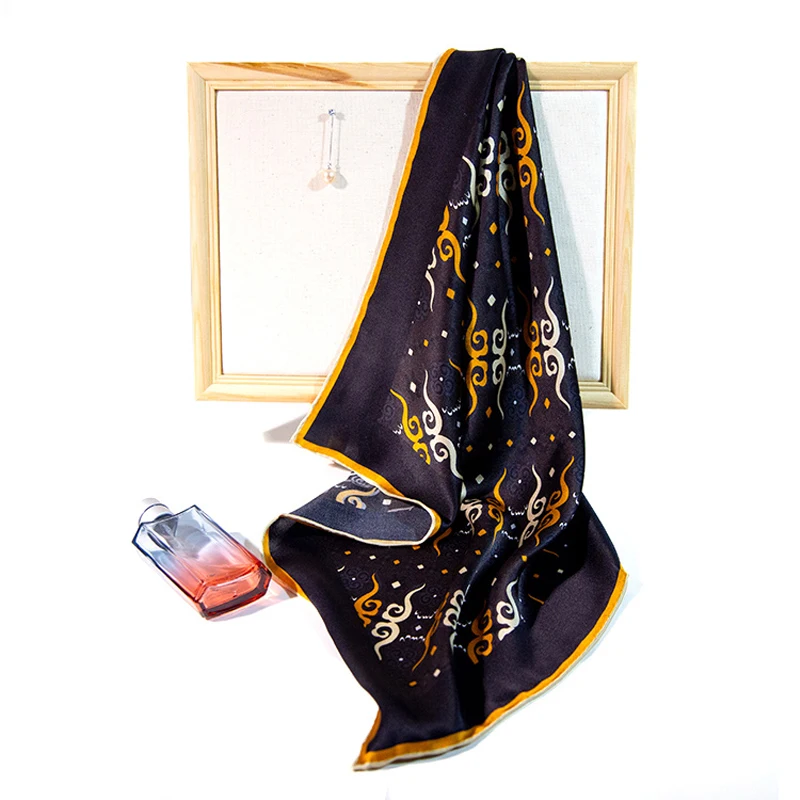 Custom Logo Print Head Neck Silk Scarves Women Luxury Brand Design