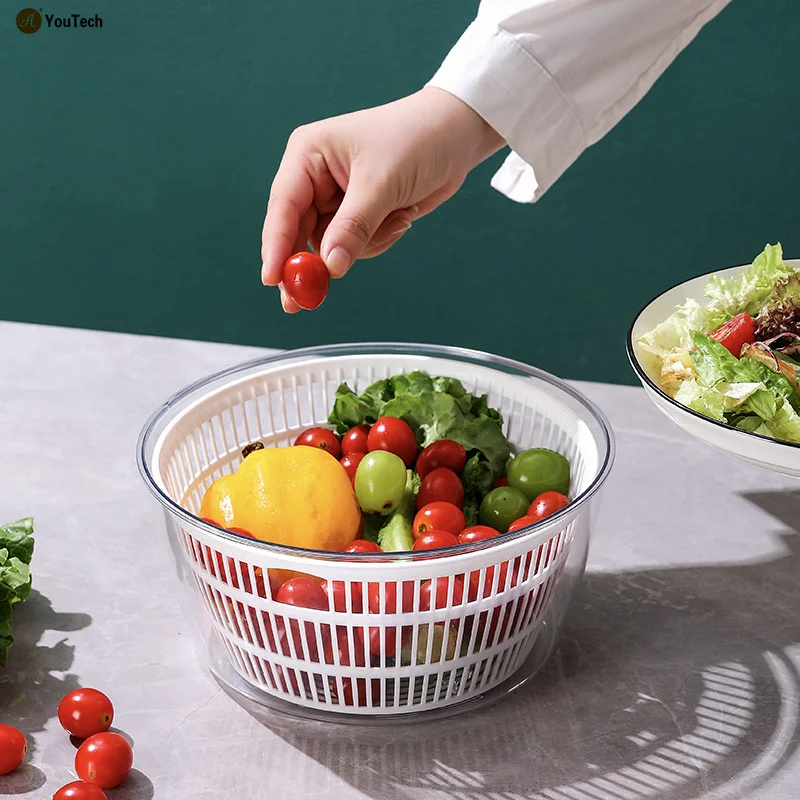 Household manual vegetable washing dehydrator kitchen fruit quick shake water drain basket