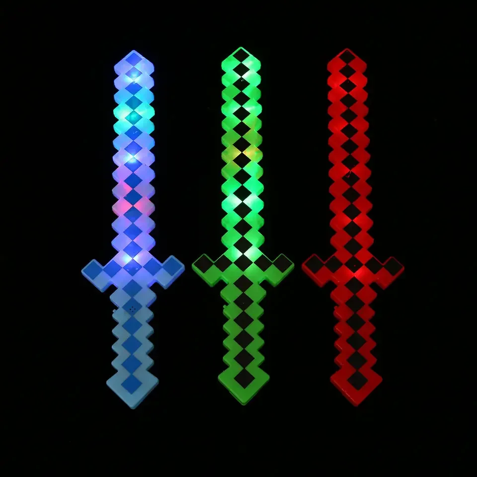 Hot Promotional Party Supplies Light Up Toys Kids Favor Gift Led Flashing Swords Light-Up Toys Glowing Led  Mosaic Pixel Sword