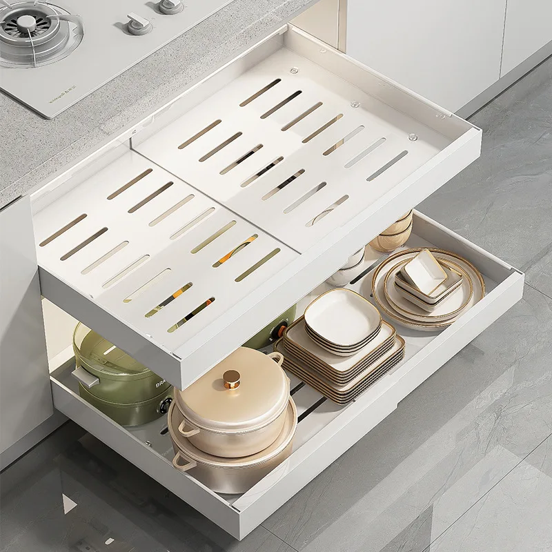 Pull Out Cabinet Organizers Expandable Slide Out Drawers Fixed With Adhesive Film Storage Racks Holders