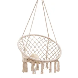 Popular on Amazon factory wholesale hanging indoor swing chair 80cm spring/autumn outing swing hanging garden chair with tassel