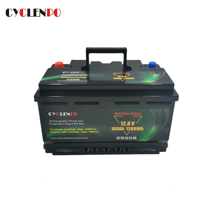 Quick start lithium ion lifepo4 12v 100ah starting battery with BMS protection