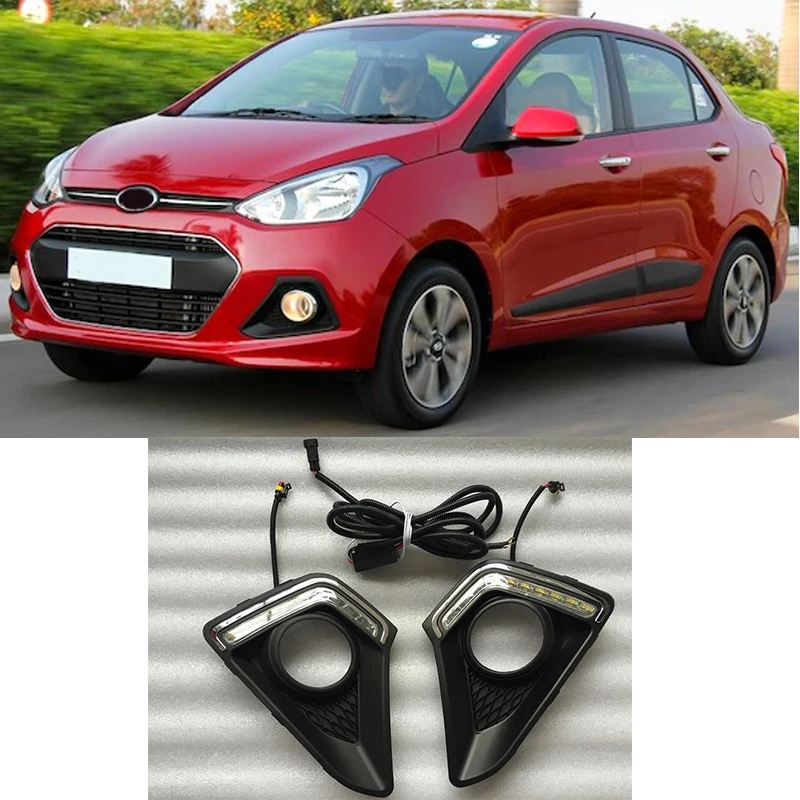 Car LED DRL  Driving Fog light For hyundai i10 sedan 2013 2014 2015 2016 fog lamp day light