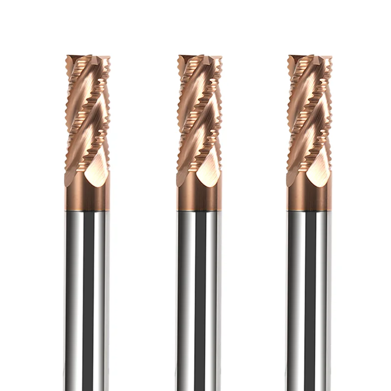 Tungsten steel roughing end mill steel 4 flute open roughing milling cutter with extended coating wave edge