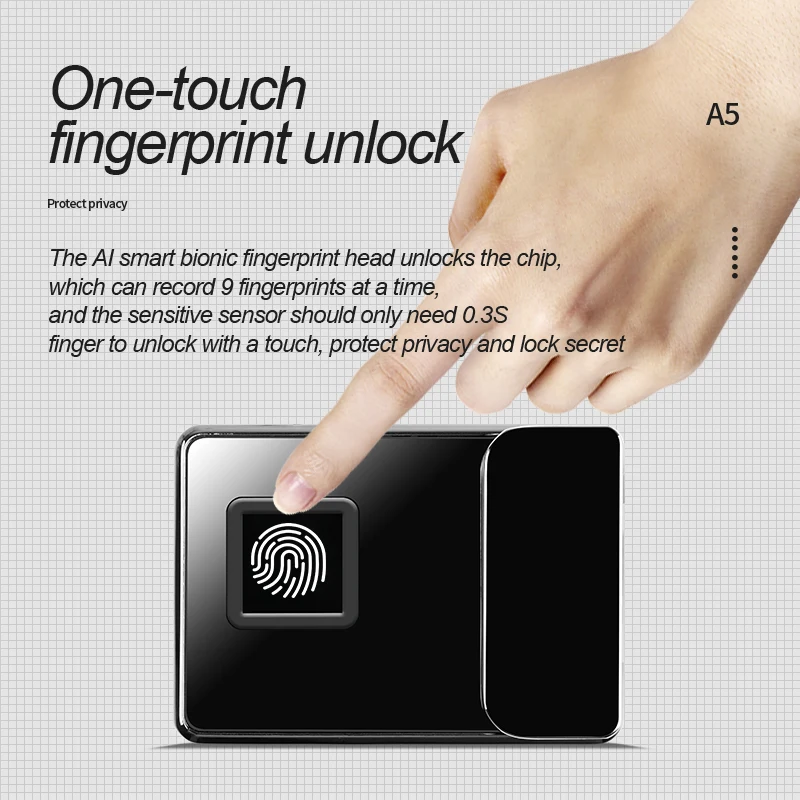 Trifold Notebook with Fingerprint Lock and USB Flash Drive