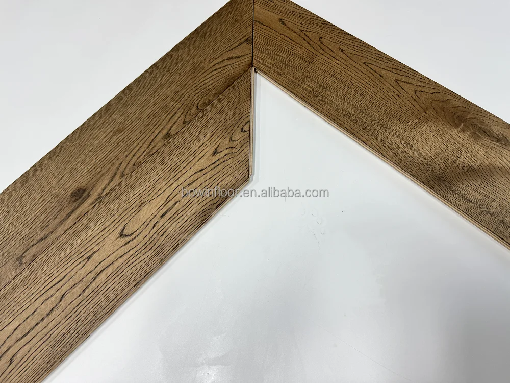 153 mm wide oak fishbone flooring wire brushed oak chevron parquet floor