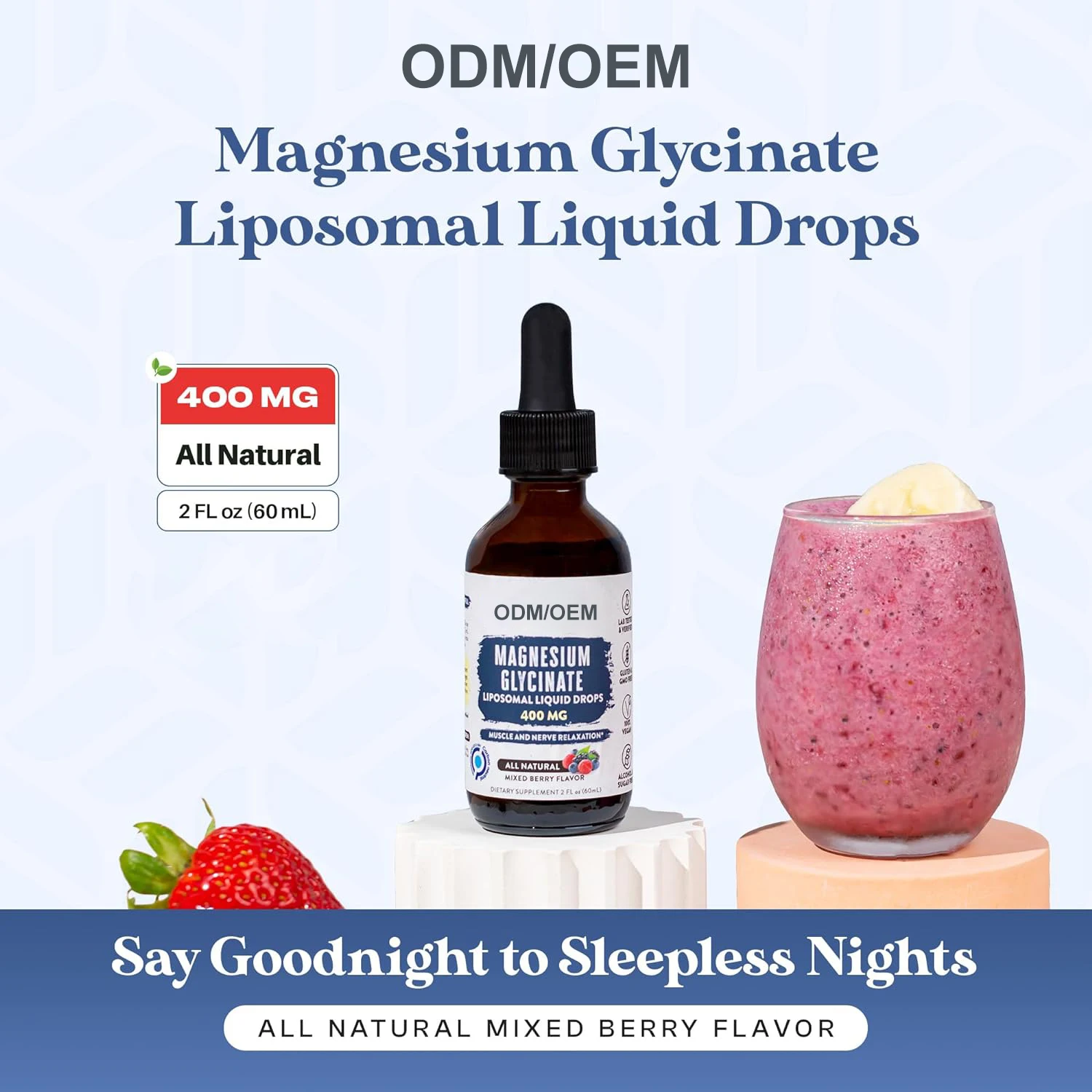 Private Label Magnesium Glycinate Liquid Drops Natural Mineral Supplement for Bone Health Essential Magnesium Supplement