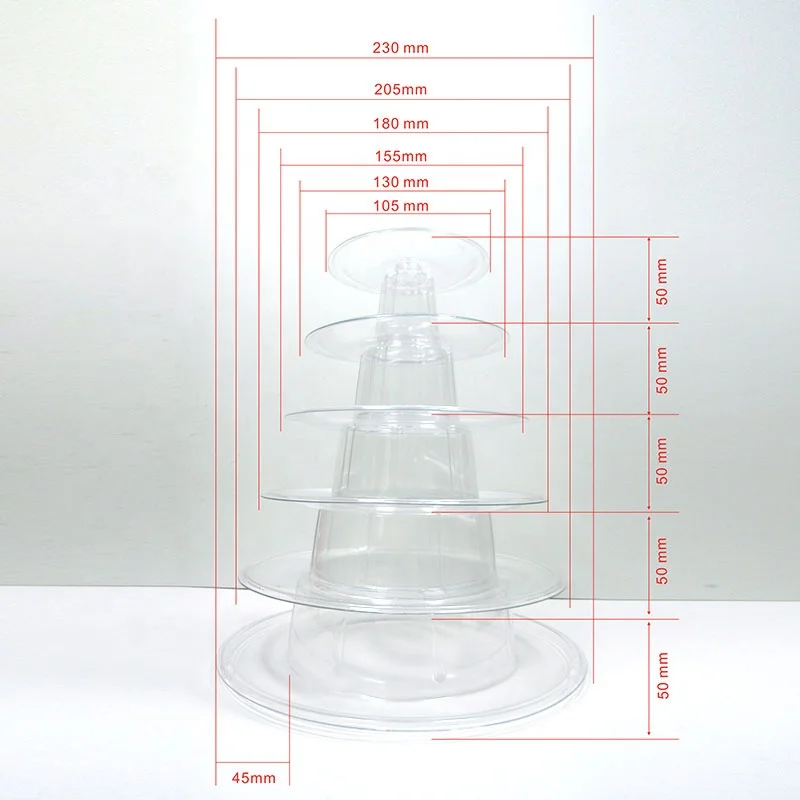 PET round acrylic cupcake  food grade plastic 6 tiers macaron tower display stand for event party dessert display rack
