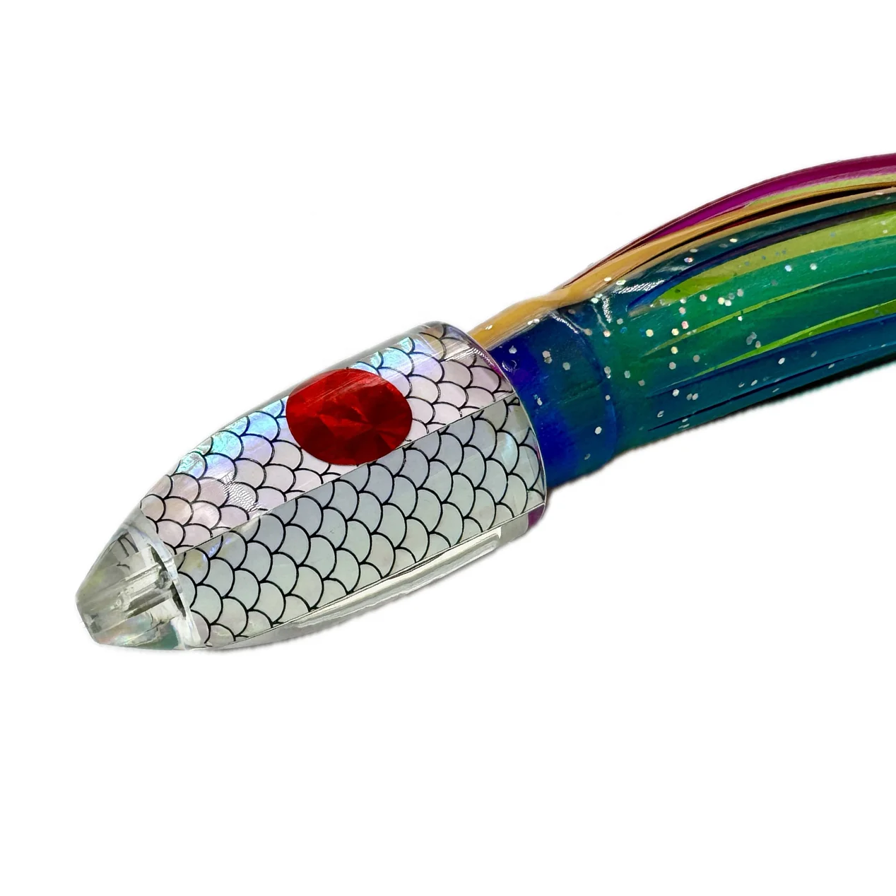 Bullet resin head lure wahoo trolling fishing lure with octopus skirts sea water trolling big game fishing tackle