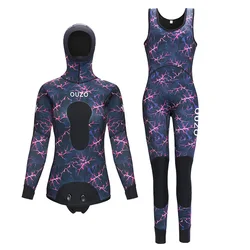 1.5mm Neoprene Sun Protection Keep Warm Camouflage Diving Suit Jacket Hooded One Piece Surfing Suit Vest