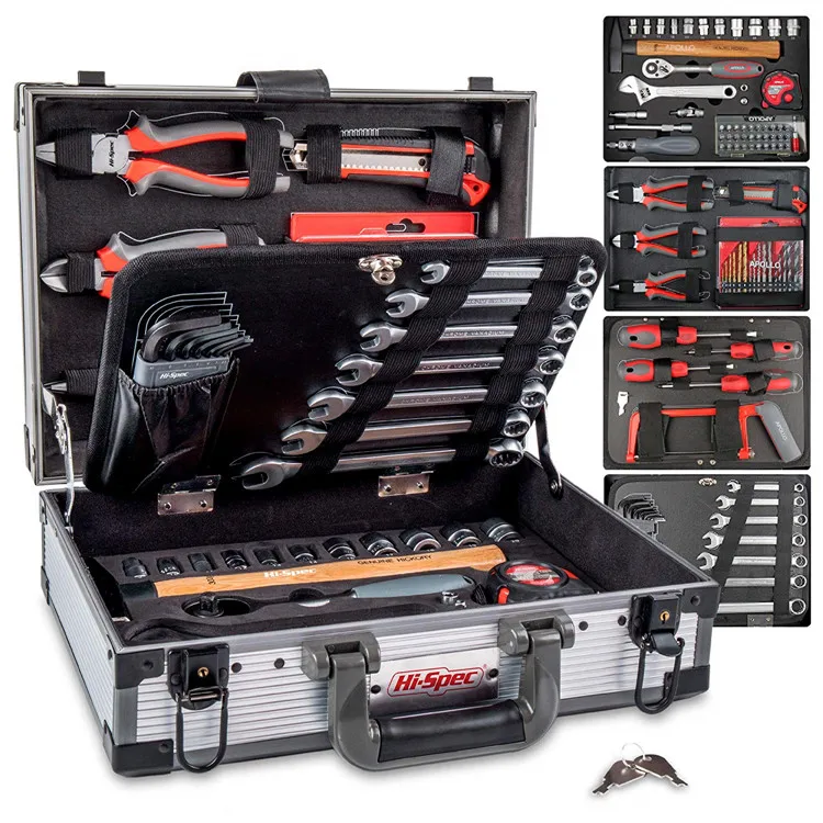 91 Piece Chrome Vanadium Tool Box Set With Most-Reached for Home & Garage Repair Hand Tools in a Aluminum Tool Case