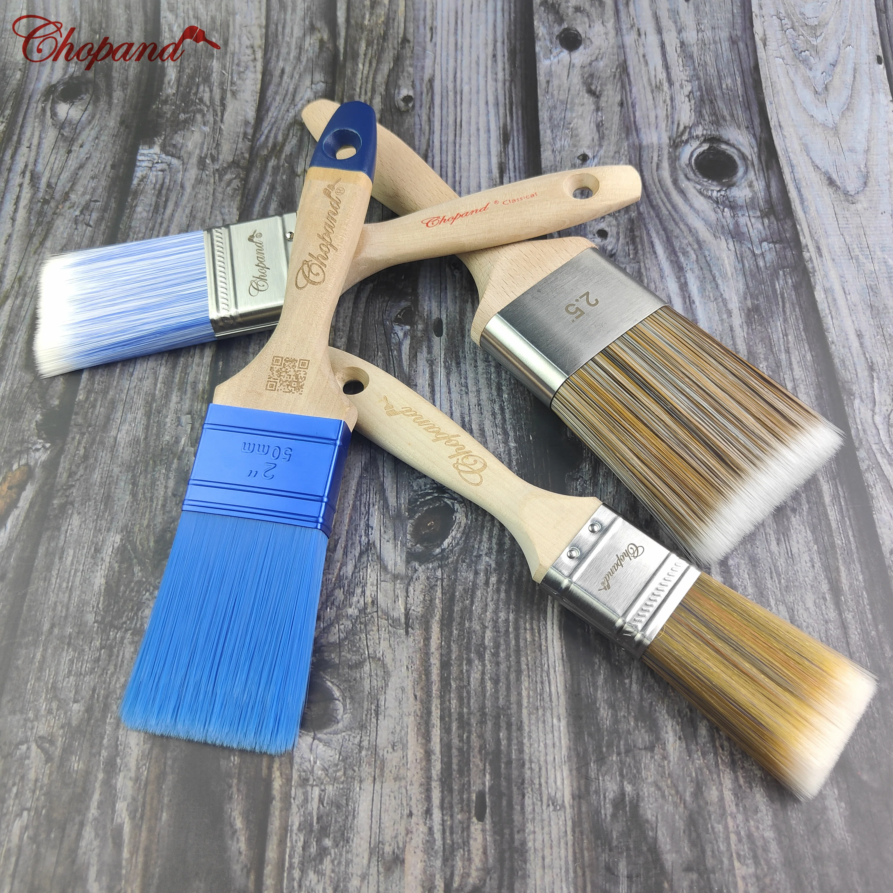 Quick delivery high quality angled paint brush red wooden handle bristle paint brush