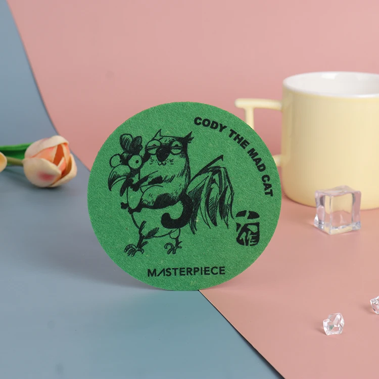 Custom Wool Felt Coaster Felt Round Coaster Felt Cup Coaster Set for drink felt