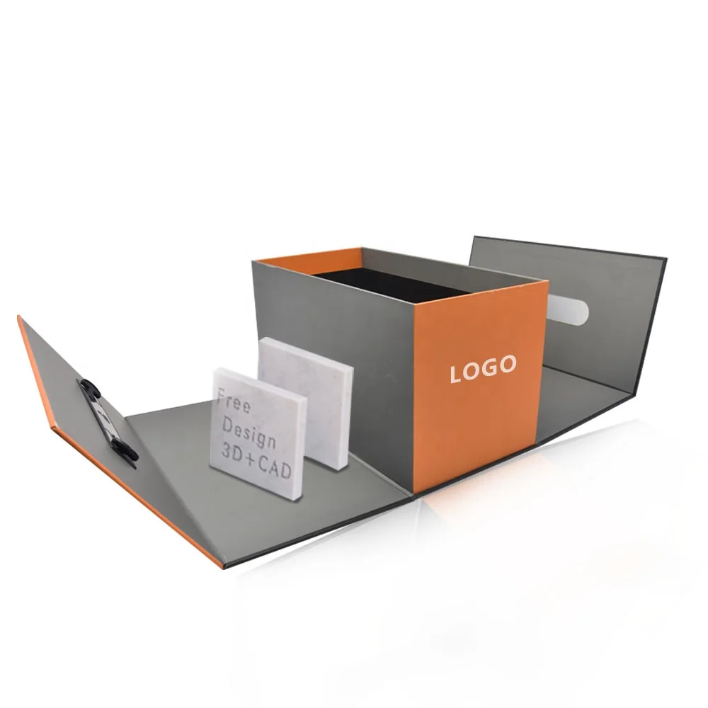 Wholesale custom stone display box tile sample box for granite stones packing stone sample suitcase product sample case