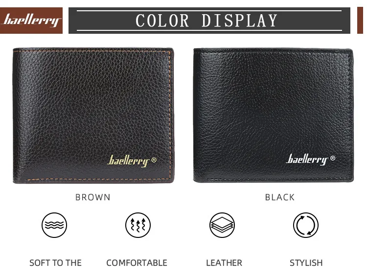 baellerry cartera hombre black rfid minimalist man pu leather wallet minimalist design modern man wallet  slim Bifold men purse