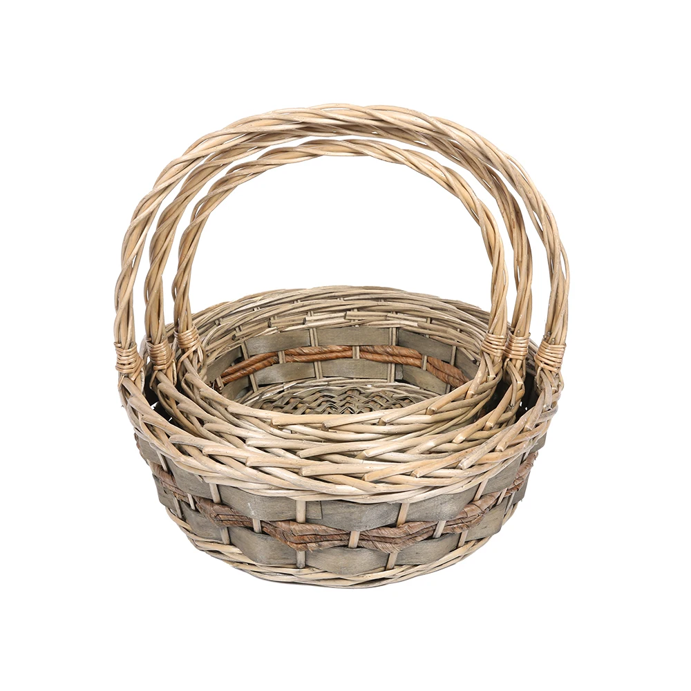 New designer Round wooden gift baskets hamper wicker baskets for gifts corn husk moses basket gift for decoration