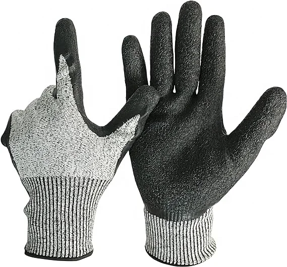 Anti Cut Proof Level 5 Hppe Coated Sandy Nitrile Anti Slip Safety Working Cut Resistant Gloves