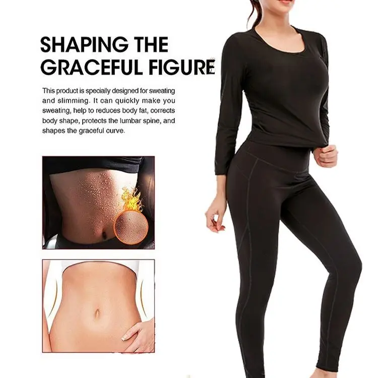 Sauna Shirt Sweat Suit Exercise Weight Loss Fitness T-shirt and Pants Sauna Suit