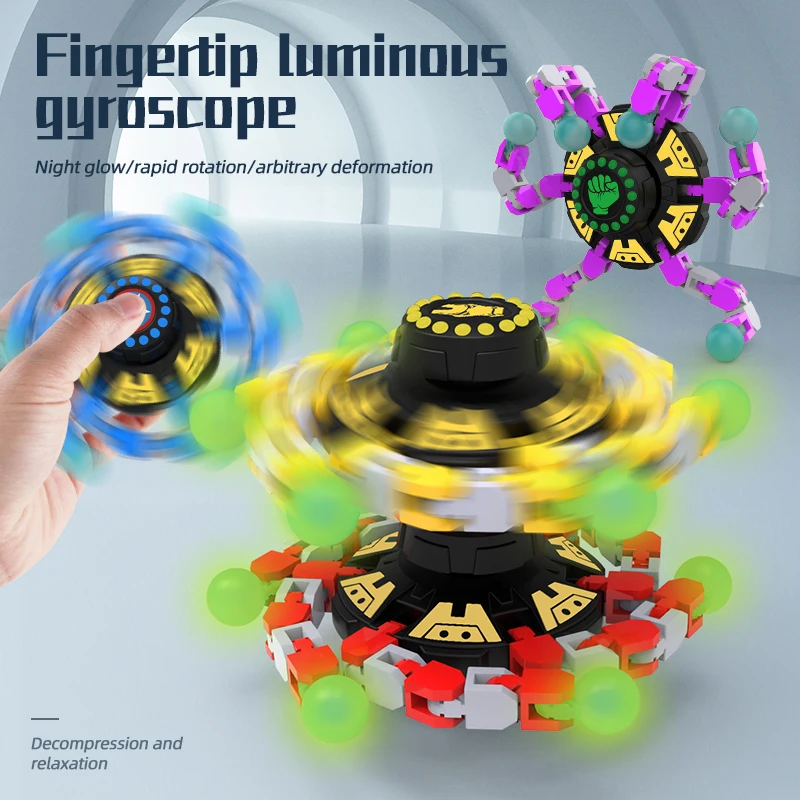 SL Fidget Spinners Fingertip Toy Chain Robot Toy DIY Deformation Chain Fingertip Spinning Top Toy For ADHD Autism Children Adult