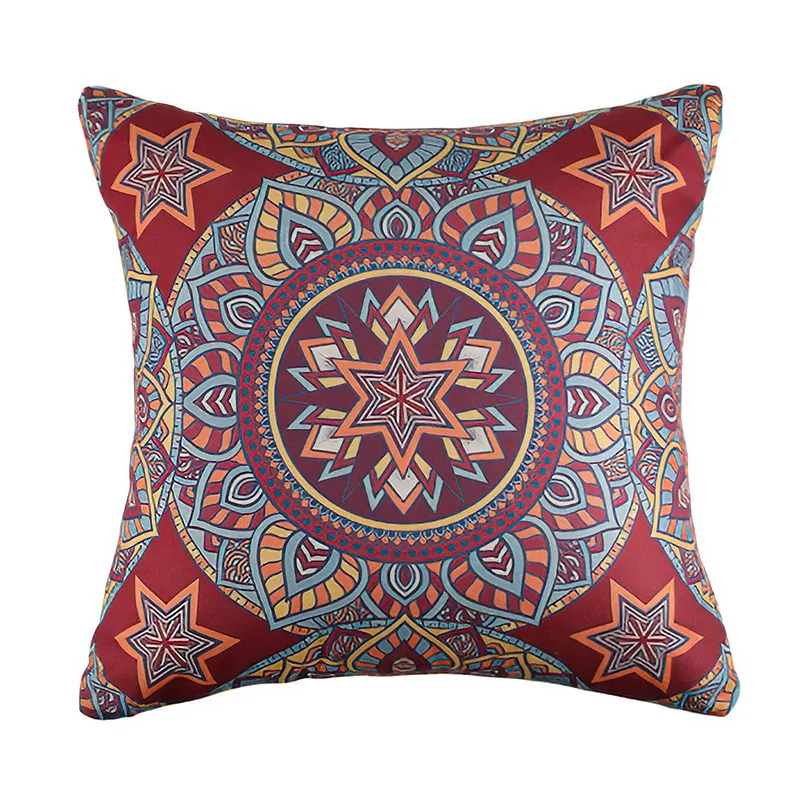 Custom Decorative Printed Linen Polyester Plush Square Throw Pillow Case Bohemia Couch Floor Cushion Covers  Pillow Cases