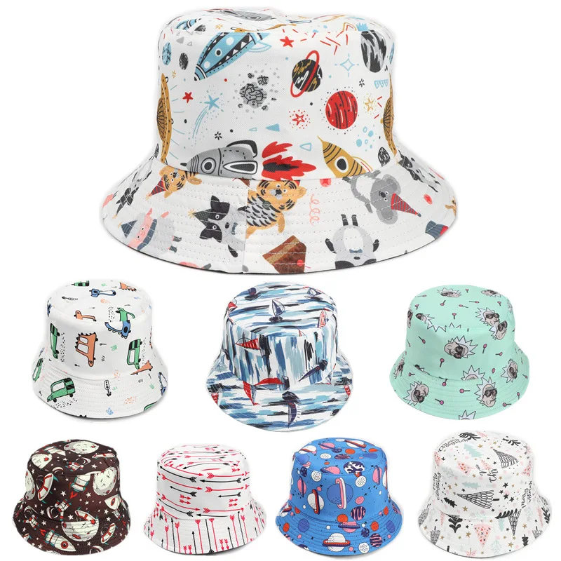 New space science fiction series pattern double-sided fisherman hat unisex Bucket Hat