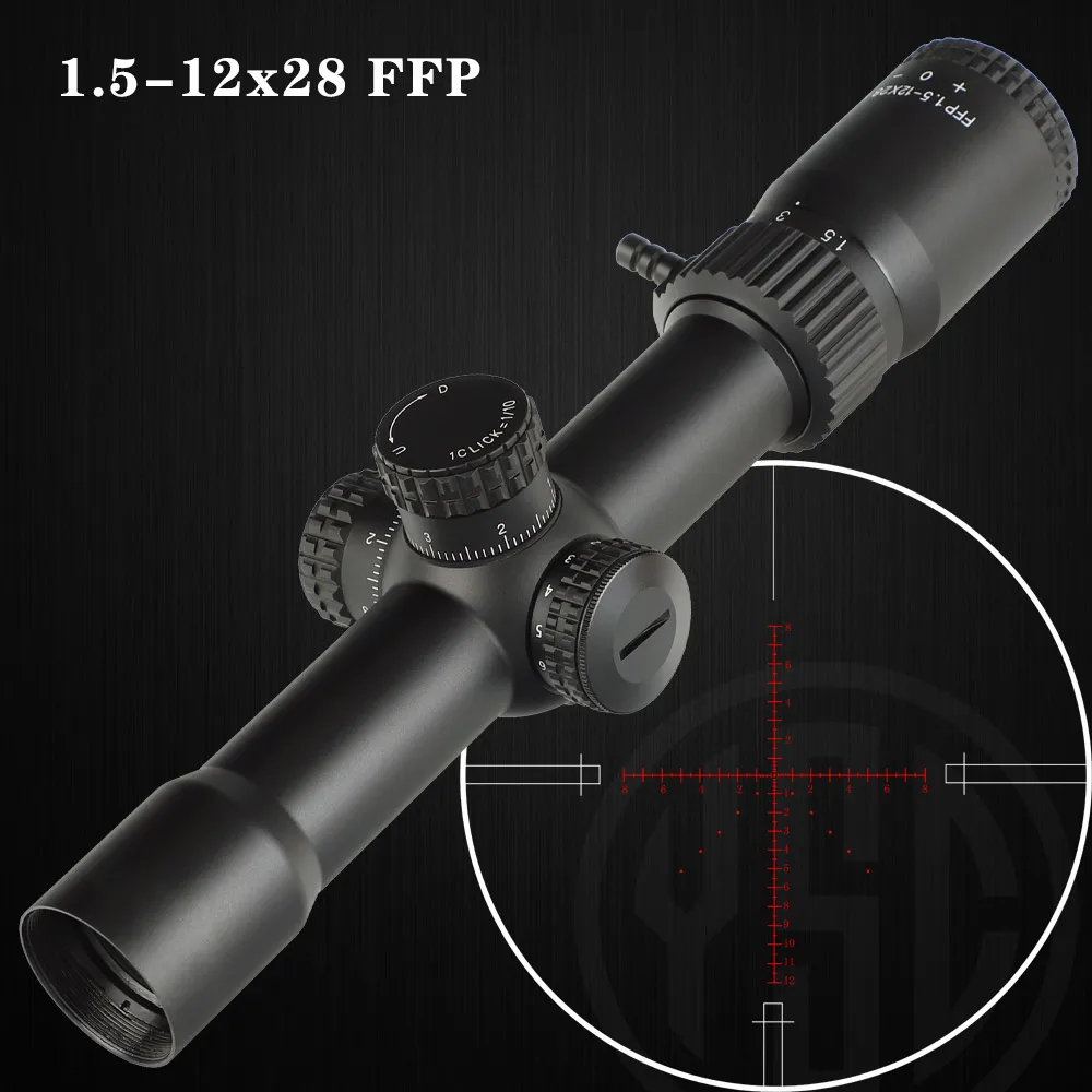 OEM ODM 1.5-12X28 IR Hunting Sight Optics Red 11 Level Reticle FFP Scope