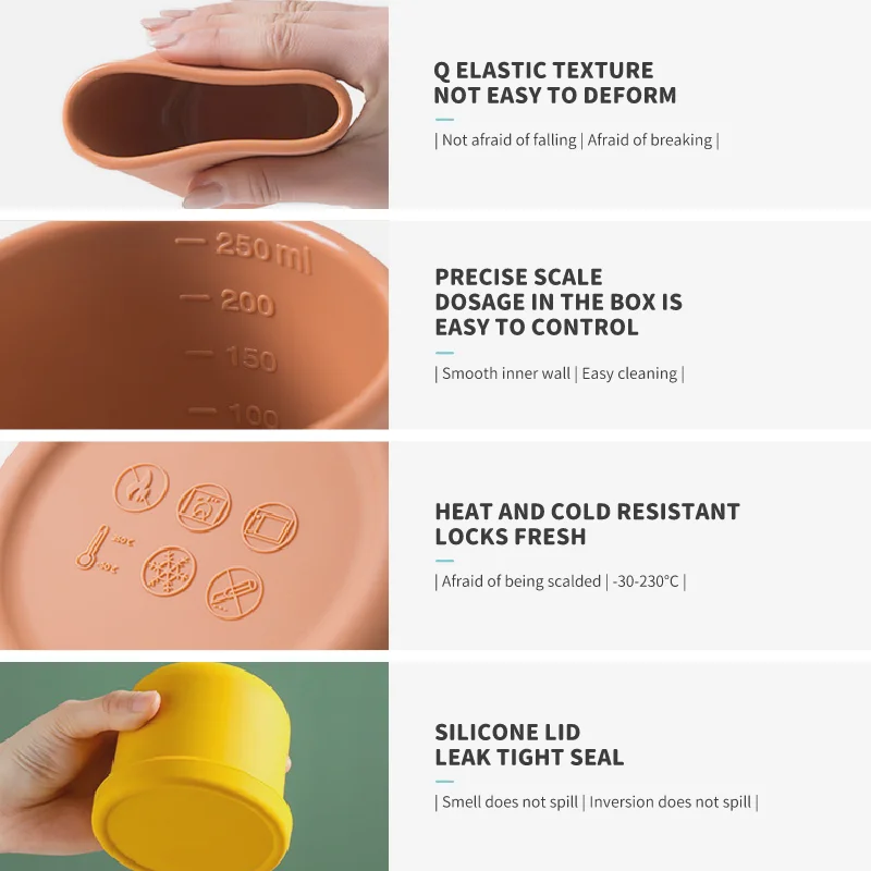 Ecochoose Food Grade Silicon 250Ml 700Ml Collapsible Silicone Food Storage Container Lunch Bento Box