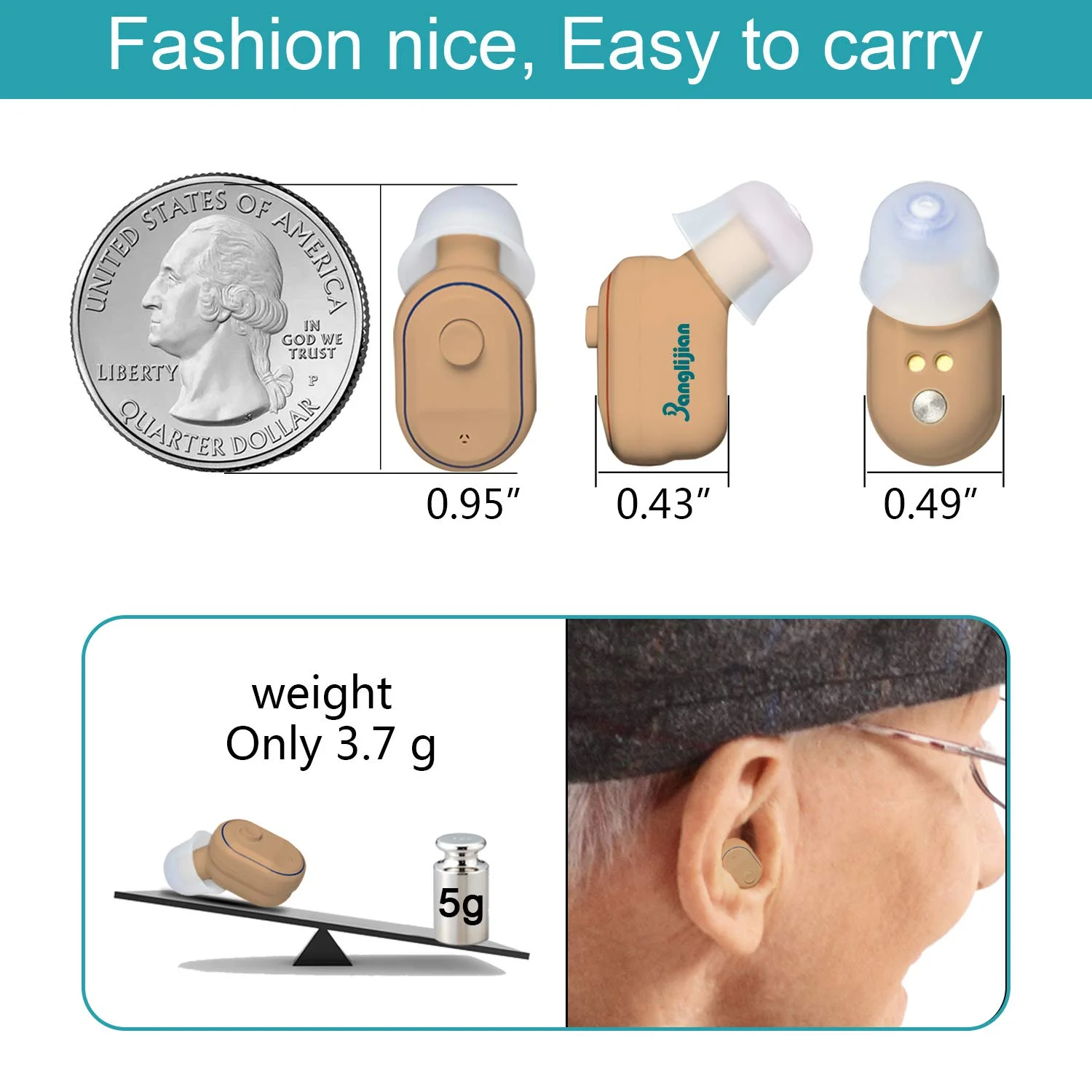 
Amazon hot sell 4 channels full digital rechargeable invisible RIC hearing aid 