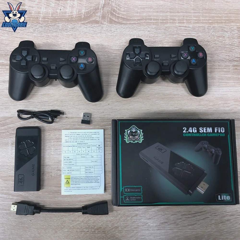 CoolRabbie Home Mini Game Stick Box portable classic retro 64gb video m8 lite console game stick 4k handheld game players